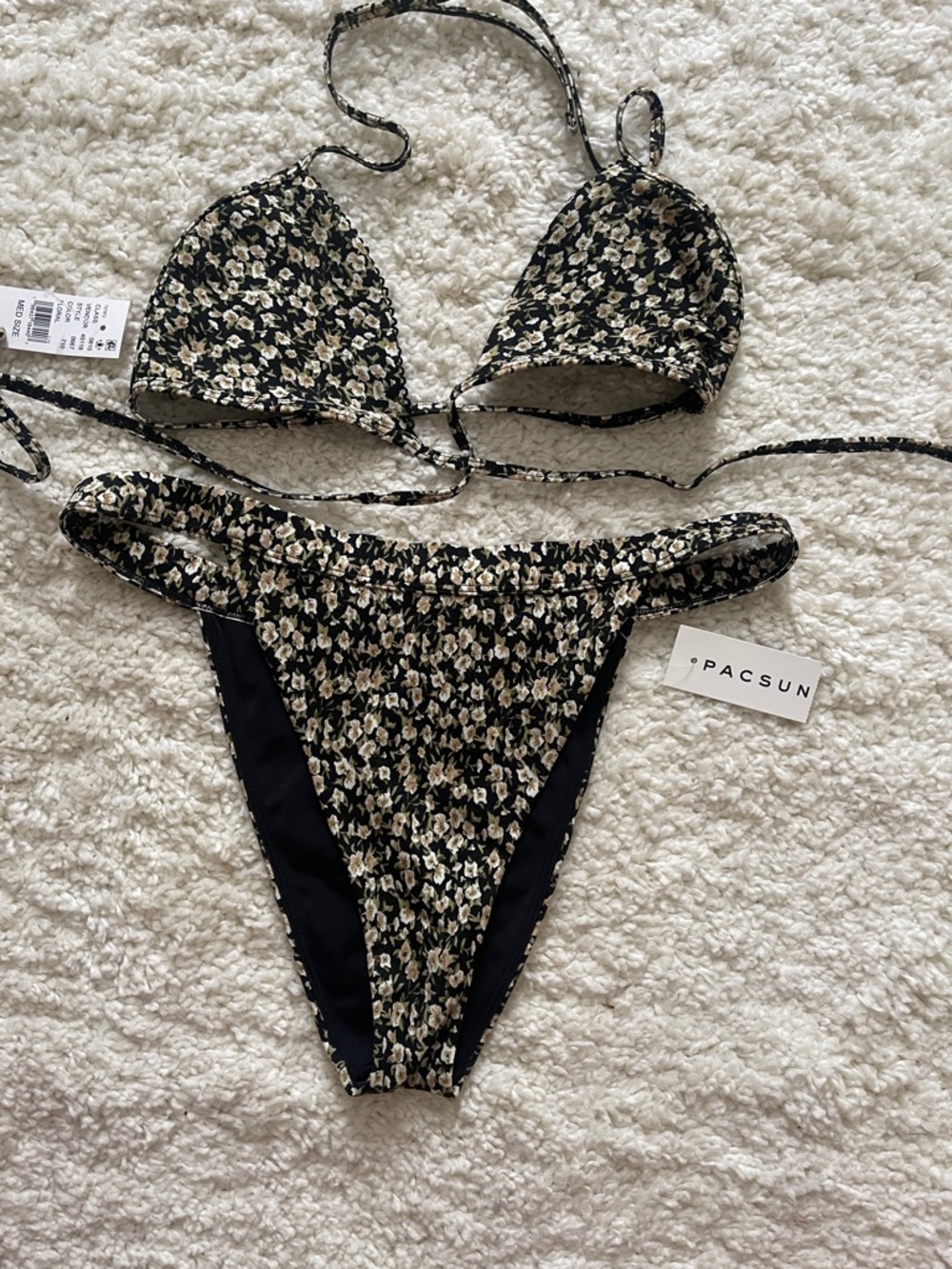 PacSun Black Floral String Bikini